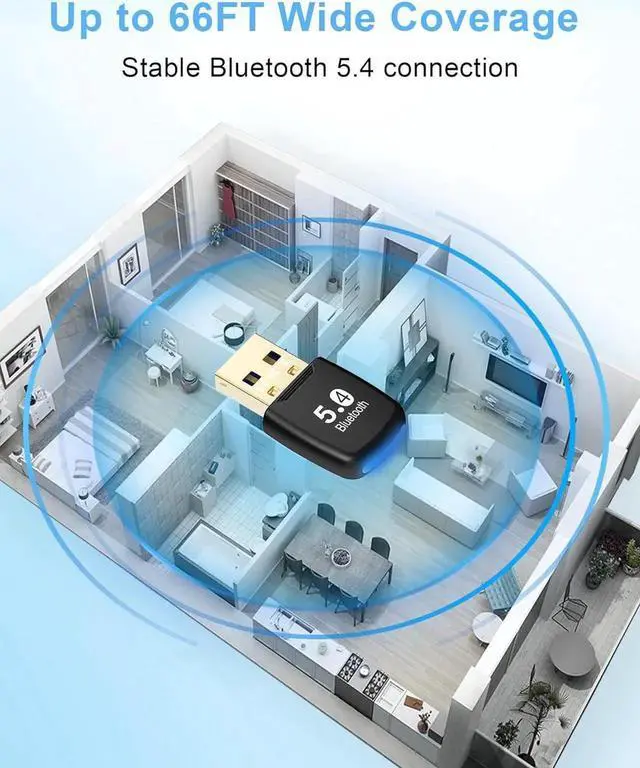 Alt view image 2 of 7 - WISDUM Bluetooth Adapter PC, USB Bluetooth 5.4 Adapter EDR Bluetooth Dongle for Windows 11/10/8.1/7, Bluetooth 5.4 USB Adapter for PC Laptop Headphones Keyboard Mouse Controller Headset Desktop