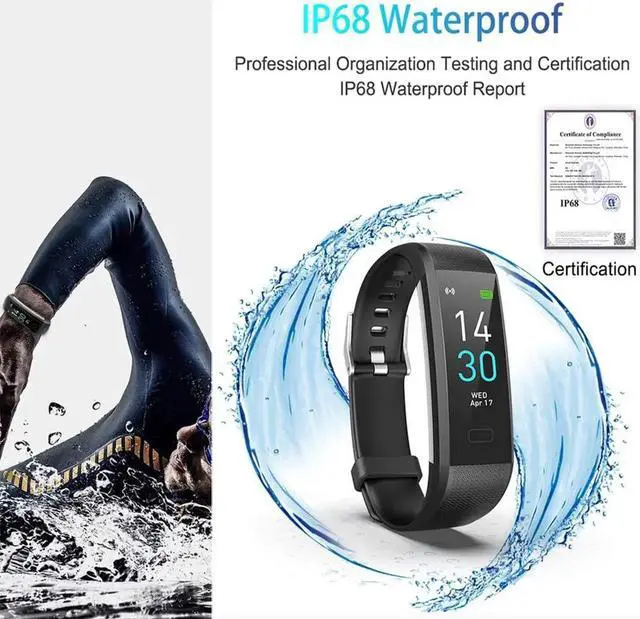 Alt view image 3 of 7 - WISDUM Fitness Tracker, Activity Tracker Watch With Heart Rate Monitor, Message Notification, Waterproof IP68 Pedometer With Step Counter Sleep Monitor Calorie Counter For Android & IPhone