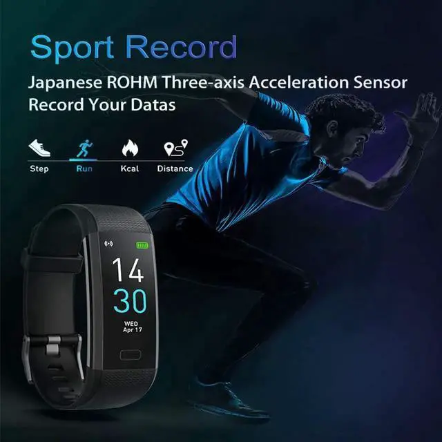 Alt view image 5 of 7 - WISDUM Fitness Tracker, Activity Tracker Watch With Heart Rate Monitor, Message Notification, Waterproof IP68 Pedometer With Step Counter Sleep Monitor Calorie Counter For Android & IPhone