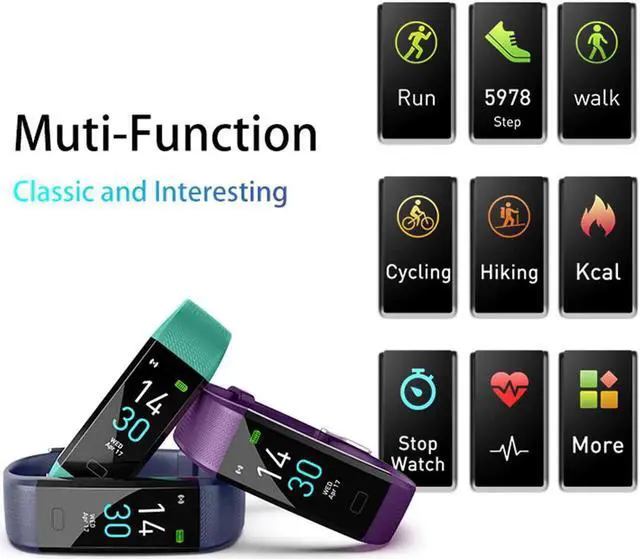 Alt view image 4 of 7 - WISDUM Fitness Tracker, Activity Tracker Watch With Heart Rate Monitor, Message Notification, Waterproof IP68 Pedometer With Step Counter Sleep Monitor Calorie Counter For Android & IPhone