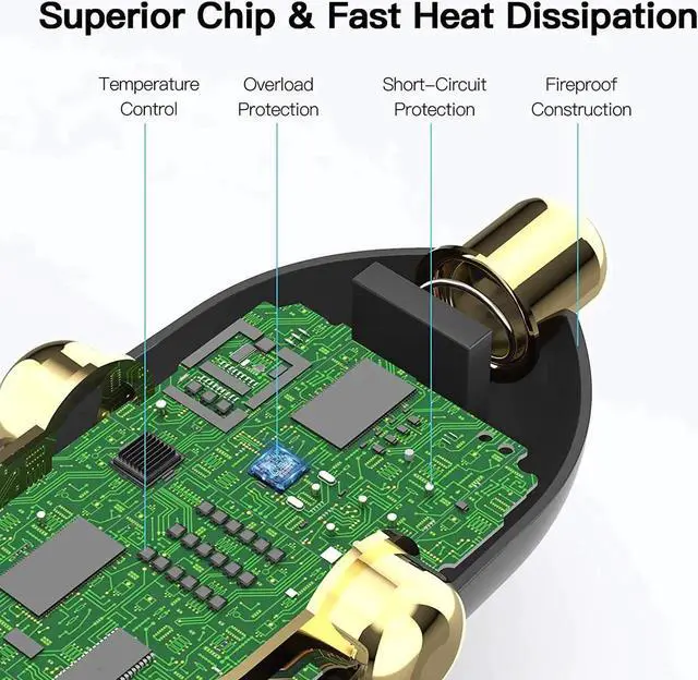 Alt view image 6 of 7 - USB C Car Charger Adapter, 52.5W Dual Port Fast USB Car Charger With Power Delivery & Quick Charger 3.0 Compatible with iPhone12/11/Pro Max/XS Max/XR/XS/X/8/7/Plus,Galaxy,LG,iPad,iPad Pro/Macbook Pro