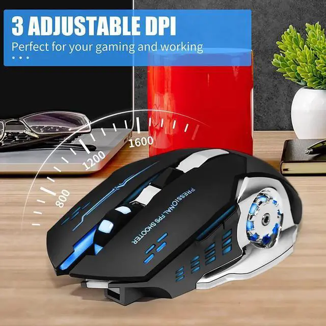 Alt view image 3 of 7 - WISDUM Wireless Gaming Mouse, Bluetooth Mouse RGB Rechargeable 2.4G USB Cordless Computer Mice with 7 Color LED Backlit, 6 Buttons & Silent Click for Laptop, M-a-c OS, PC, Windows