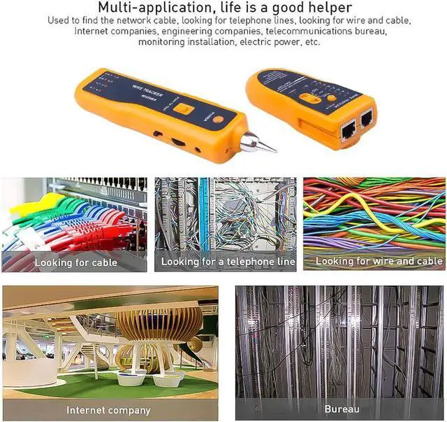 Alt view image 6 of 7 - Wire Tracker Tracer Toner Telephone Ethernet LAN Network Cable Tester Detector Line Finder For RJ11 RJ45 Cat5 Cat6