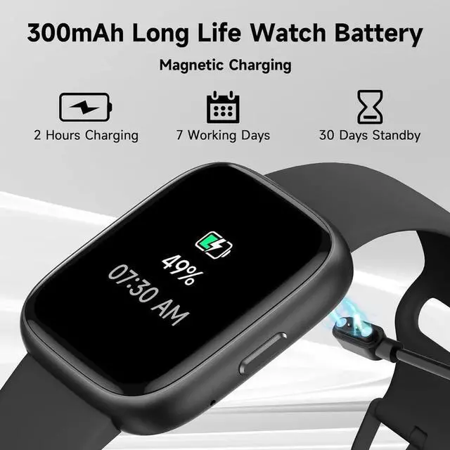 Alt view image 3 of 7 - WISDUM Smart Watch, Alexa Built-in Smartwatch(Answer/Make Calls),1.83" HD Fitness Tracker,IP68 Waterproof 100+ Sport Mode Activity Tracker,Heart Rate SpO2 Sleep Monitor, iOS Android Compatible(Black)