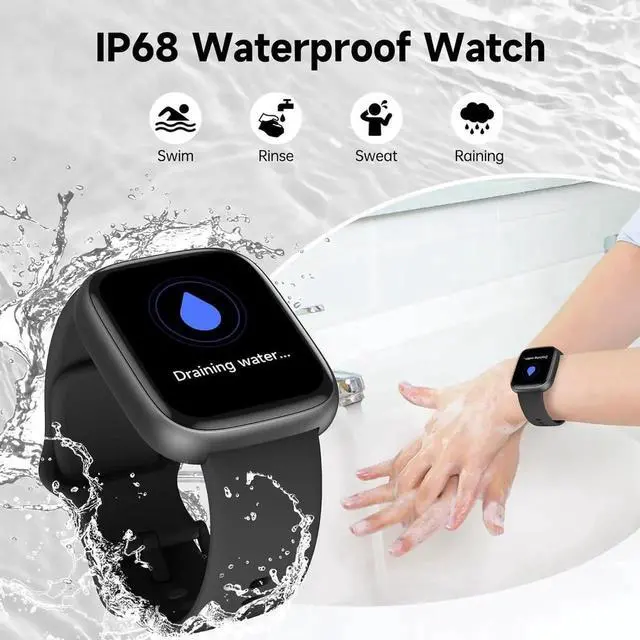 Alt view image 6 of 7 - WISDUM Smart Watch, Alexa Built-in Smartwatch(Answer/Make Calls),1.83" HD Fitness Tracker,IP68 Waterproof 100+ Sport Mode Activity Tracker,Heart Rate SpO2 Sleep Monitor, iOS Android Compatible(Black)