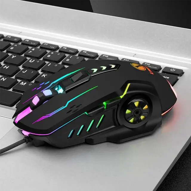 Alt view image 7 of 7 - 3600dpi USB Wired Gaming Mouse, 6 Buttons LED Backlit E-sports Gaming Mice, 6D Colorful LED Light Glowing Mouse for Laptop PC Computer Gamer