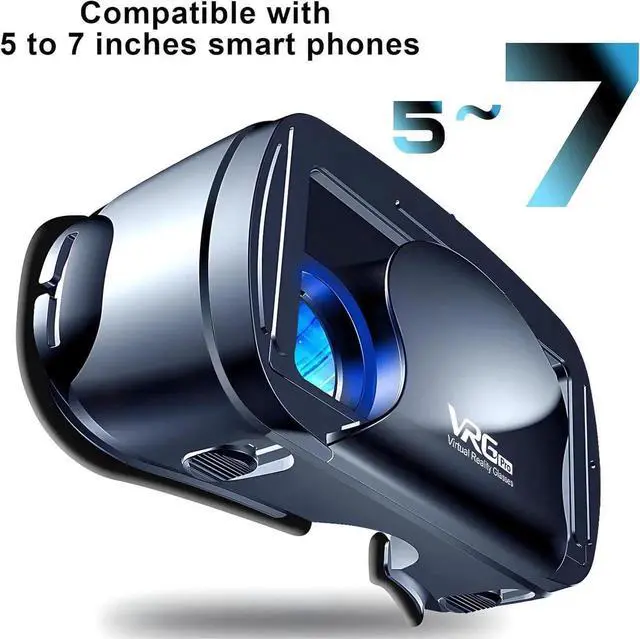Alt view image 2 of 7 - WISDUM 3D VR Headset for Cellphone, Adjustable Virtual Reality 3D VR Glasses Headset Helmets, Compatible 5.0-7.0 inch i-Phone & Android Smartphones with Controller, for Watching 3D VR Content (Black)
