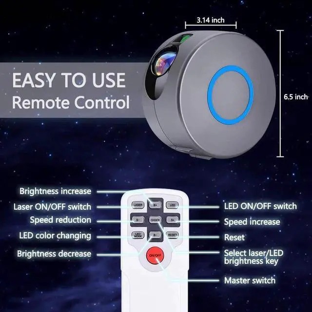 Alt view image 7 of 7 - Star Projector, Galaxy Projector with Led Night Light Nebula Cloud, Star Light Projector with Remote Control for Kids Adults Bedroom/Party and Home Theatre