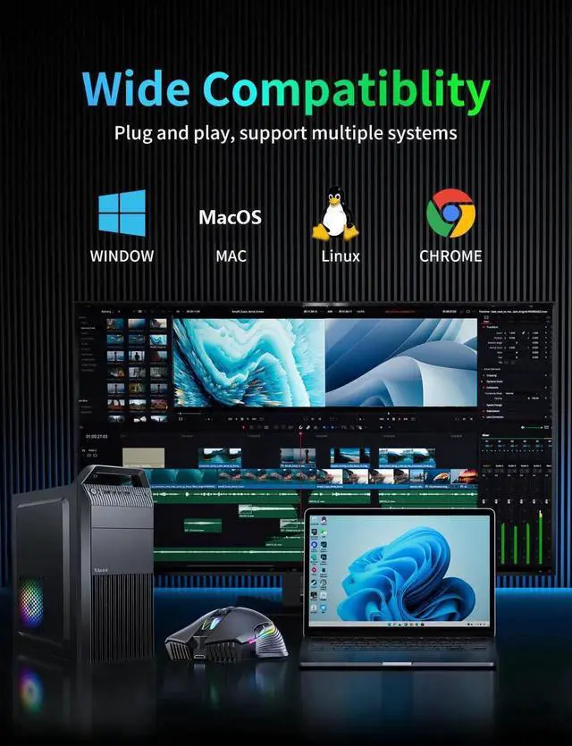 Alt view image 7 of 7 - Wireless Gaming Mouse, 2.4Ghz Connection, 5 RGB LED Backlit Modes, Ergonomic Computer Gaming Mice with 7 Macro Buttons, Adjustable DPI, Rechargeable Office Cordless Mouse for PC/Mac/Laptop