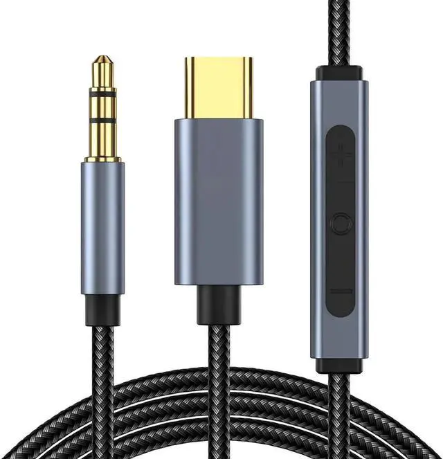 Main image of USB C to 3.5mm Aux Jack Audio Cable, Type C Adapter to 3.5mm Headphone Stereo Cord Car Audio Converter with Mic and Volume Control for