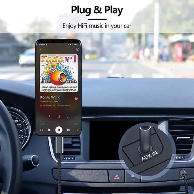 Alt view image 6 of 7 - USB C to 3.5mm Aux Jack Audio Cable, Type C Adapter to 3.5mm Headphone Stereo Cord Car Audio Converter with Mic and Volume Control for