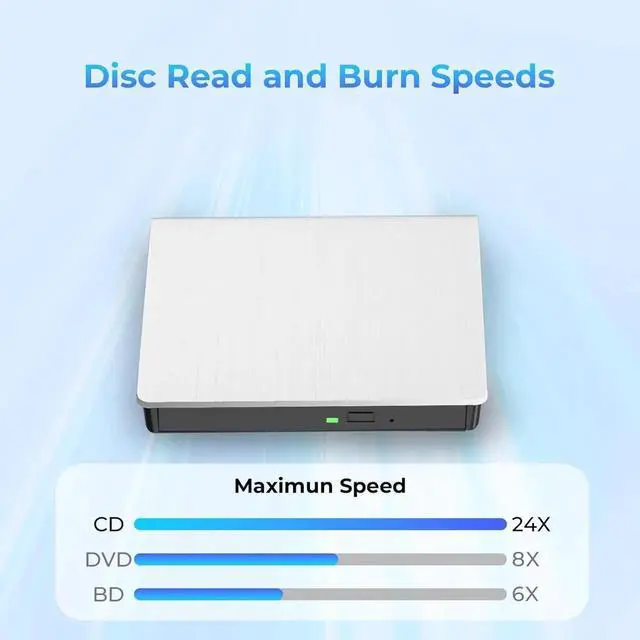Alt view image 4 of 7 - WISDUM External Blu Ray Drive, Support 50G Disc Read/Write Bluray Drive, Portable 3D Blu Ray Burner with USB 3.0 & Type-C, External CD DVD Drive for Windows XP/7/8/10/11 MacOS for Laptop, Desktop, Mac