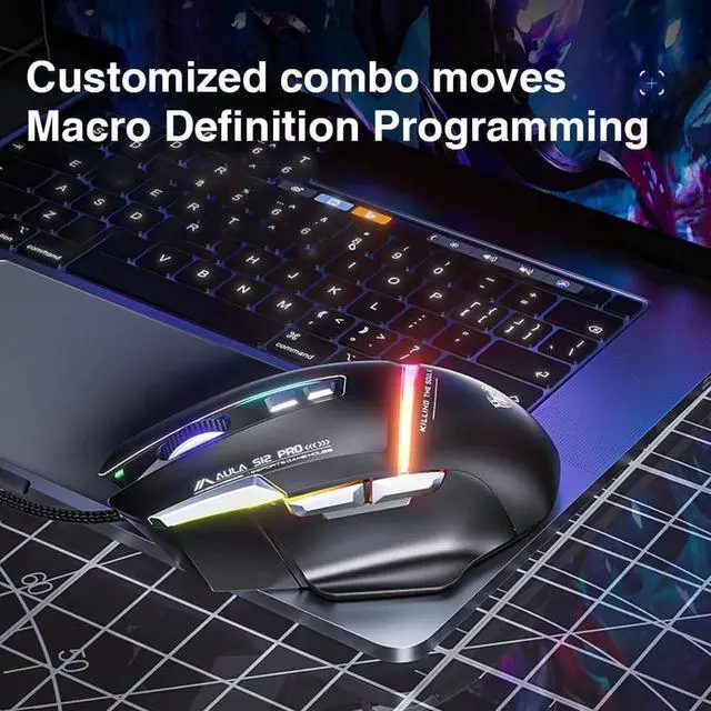 Alt view image 6 of 7 - Wired Gaming Mouse,12800 DPI Optical Gamer Mouse with RGB Backlit, 8 Programmable Buttons, Software Supports DIY Keybinds Rapid Fire Button, 6 adjustable DPI (up to 12800 DPI), Ergonomic Gaming Mice