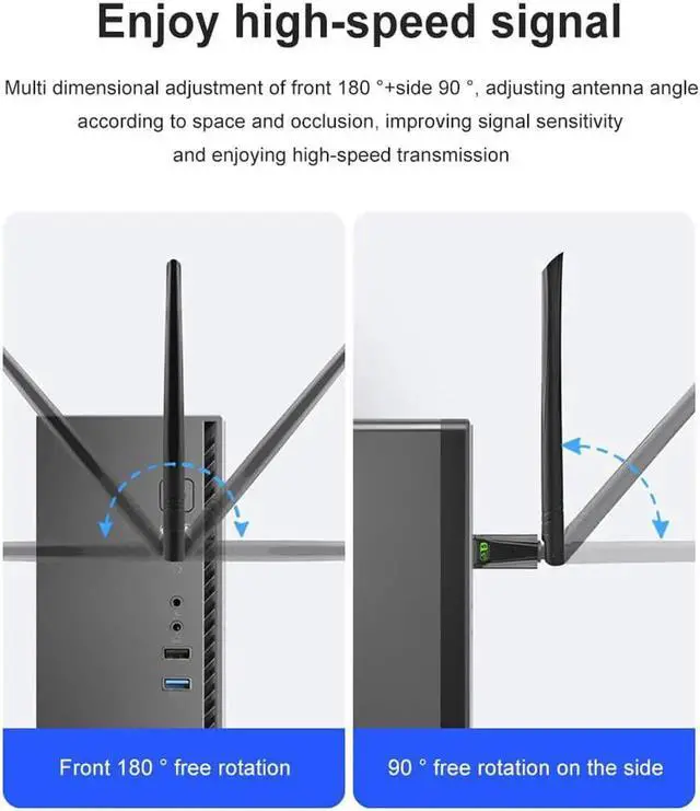 Alt view image 7 of 7 - USB WiFi Wireless Adapter for PC 650Mbps, USB WiFi Dongle 802.11 ac Network Adapter with Dual Band 2.4GHz/200Mbps 5GHz/433Mbps 5dBi High Gain Antenna for Desktop Laptop Windows Vista/XP/Win7/8/10/11