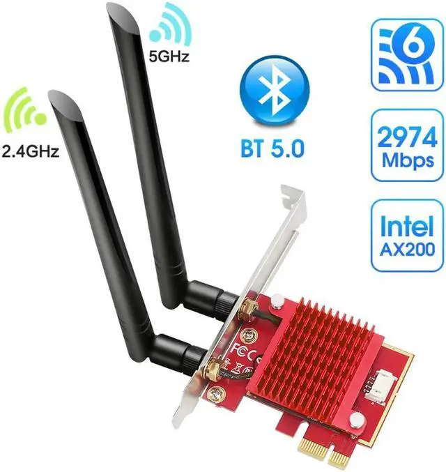 Alt view image 7 of 7 - WiFi Card,WiFi 6 Wireless Network Card AX200 Dual Band PCI-Express Card Adapter, 2.4GHz/5.8GHz,Bluetooth 5.0 | MU-MIMO | Ultra-Low Latency PCI-E Card, Supports Windows 10 64 Bit System.