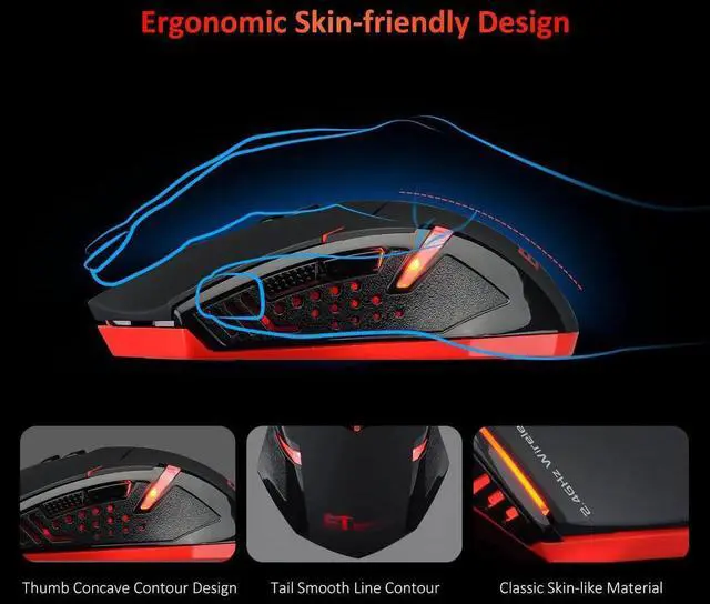 Alt view image 4 of 7 - Wireless Mouse [7 Silent Click Buttons] 2.4G Professional Cordless Gaming & Office Optical Mice with 5 Adjustable DPI for Laptop PC Computer Windows Mac etc.  Super Energy Saving
