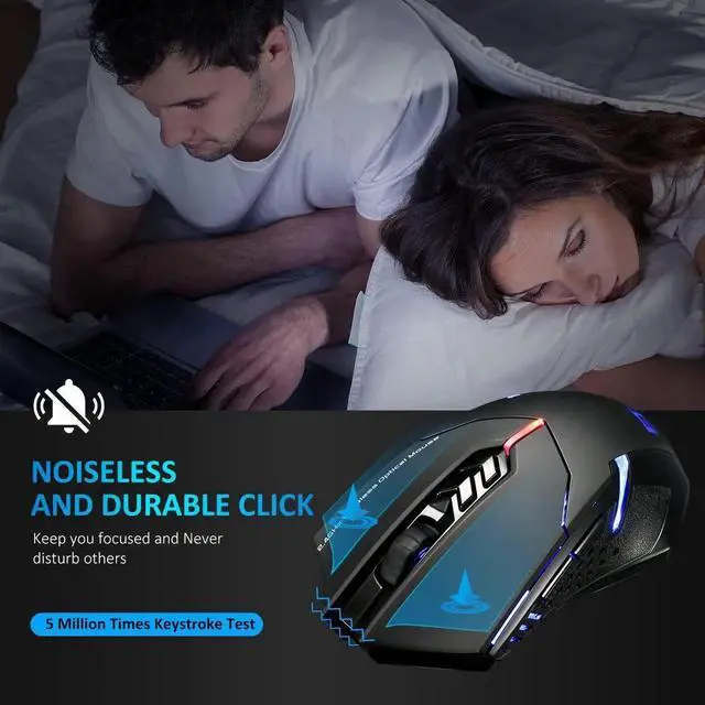 Alt view image 3 of 7 - Wireless Mouse [7 Silent Click Buttons] 2.4G Professional Cordless Gaming & Office Optical Mice with 5 Adjustable DPI for Laptop PC Computer Windows Mac etc.  Super Energy Saving Black