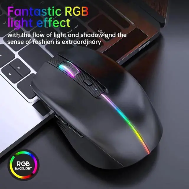 Alt view image 5 of 7 - WISDUM Gaming Mice, Bluetooth Wireless Mouse - (BT4.0/BT5.0+2.4G) Tri-Mode High Performance Wireless Mouse, Rechargeable, Quiet Click ,3 Adjustable DPI, Multi-Device Compatibility for Laptop, Computer