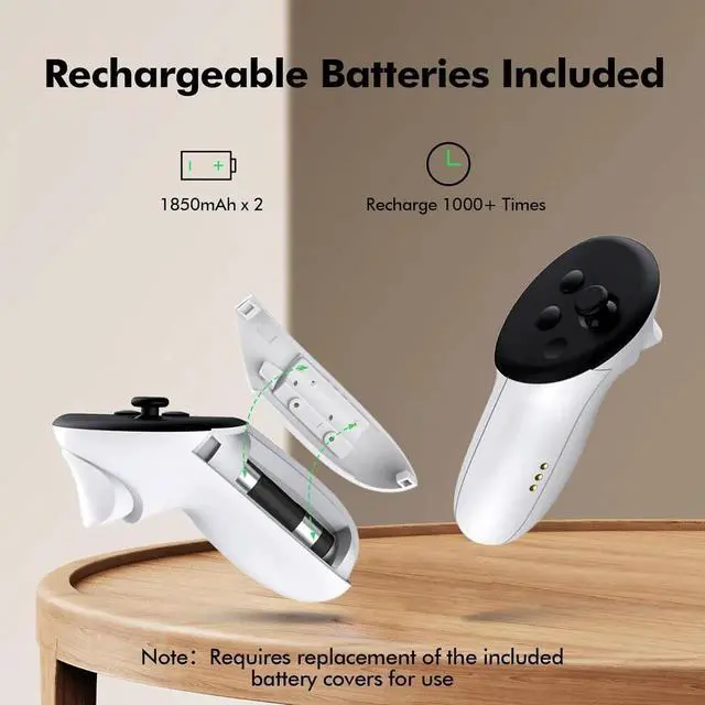 Alt view image 7 of 7 - WISDUM Charging Dock Compatible with Me-ta Quest 3/3S, VR Accessories Charging Station for Me-ta O-cu-lus Quest 3/3S with LED Indicator, Charger Stand with Rechargeable Batteries, with Green Light