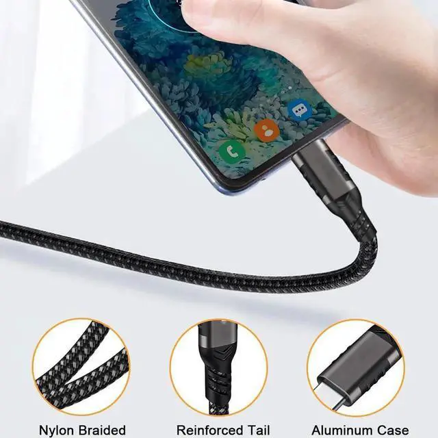 Alt view image 5 of 7 - USB A to USB C 3.1/3.2 Cable, [2-Pack 3.3ft/1M], 10Gbps Data Transfer and 60W 3A Fast Charging Cord, Nylon Braided USB 3.2 to USB C Cable for S-a-m-s-u-n-g Galaxy S22 S21 S20 and Other Type-C Devices