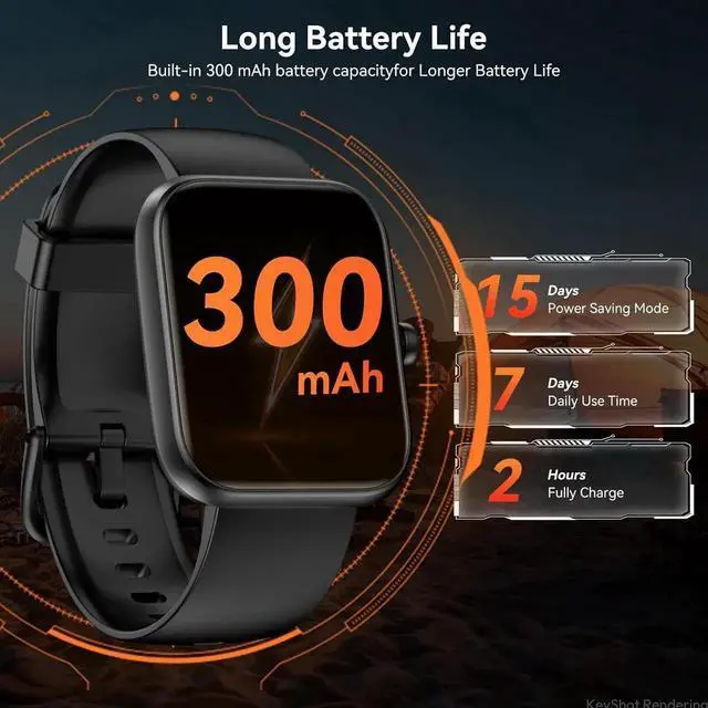Alt view image 7 of 7 - WISDUM Smart Watch with Alexa Built-in, 1.83'' Touchscreen with Call Function, IP68 Waterproof Fitness Tracker, 100+ Sport Modes, Heart Rate & Sleep Monitor, Pedometer, iOS/Android Compatibled