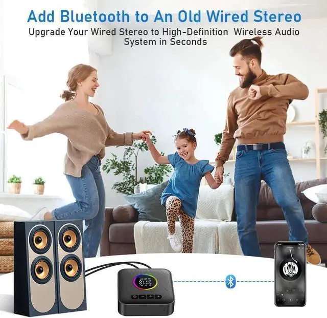 Alt view image 7 of 7 - WISDUM Bluetooth 5.4 Receiver for HiFi, 5.4 Bluetooth Audio Adapter for Streaming Music with USB, RCA, 3.5 mm AUX, 2-in-1 Bluetooth 5.4 Transmitter and Receiver for Home Stereo/Speaker/Car/TV/Tablet