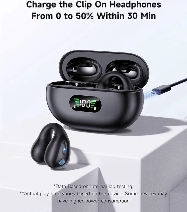 Alt view image 5 of 6 - WISDUM Bone Conduction Headphones - Wireless Earbuds Bluetooth Sports Open Ear Headphone Wireless, Waterproof Running Earphones with Built-in Mic, Clip-on Ear Comfort Ear Buds (Black)