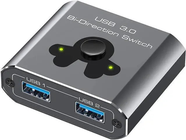 Main image of WISDUM 2 Port USB 3.0 Switch Bi-Directional KVM Switch USB Switcher 2 in 1 Out / 1 in 2 Out 5Gbps High-Speed USB Switch 2 Computers Share 1 USB Devices for PCs Mouse Keyboard Printer Scanner