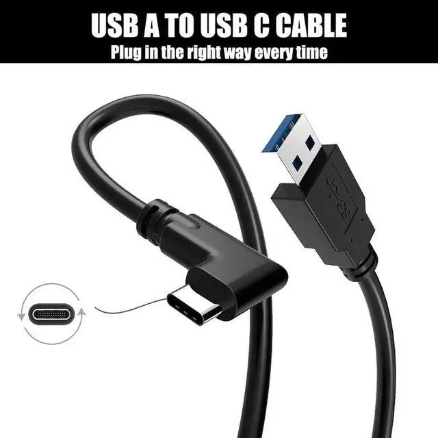 Alt view image 3 of 7 - Oculus Quest Link Cable, USB A to USB C Cable 10FT / 3M, 90 Degree Angled High Speed Data Transfer & Fast Charging Cable Compatible for Oculus Quest and Gaming PC