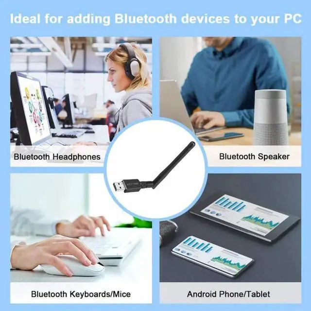 Alt view image 7 of 7 - USB Bluetooth Adapter 5.3 , Long-Distance Bluetooth 5.3 Dongle PC, 100M Audio Transmission, Low Latency EDR Bluetooth Receiver for Bluetooth Keyboard Mouse, Support Windows 10/11/8.1 (Plug and Play)