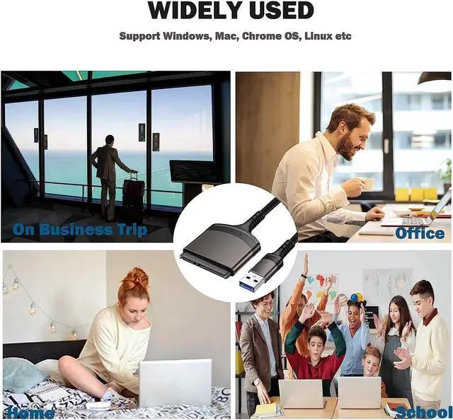 Alt view image 7 of 7 - WISDUMSATA to USB 3.0 Adapter Cable, USB 3.0 to SATA III Hard Drive Adapter for 2.5'' SSD/HDD Data Transfer, Support UASP - 9 Inchs, Aluminum Shell & Nylon Cordd