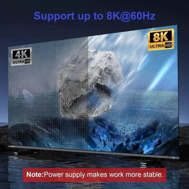 Alt view image 6 of 7 - WISDUM 8K USB C Switch, USB C Switcher for 2 Computers - Bi Directional USB C KVM Switch Splitter, Type C Switch for 8K@60Hz/4K@144Hz Video Transfer + 100W Charging+10Gbps Data, with Power Cable