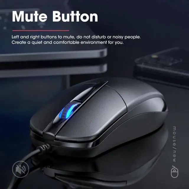 Alt view image 6 of 7 - USB Wired Mouse Gamer Computer Office Gaming Silent USB Mouses 1000 DPI Mice Ergonomic for Macbook Laptop PC Non Slip Mouse Gamer Compatible with PC/Laptop/Desktop (Black)d