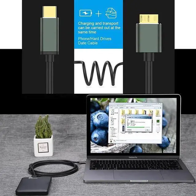 Alt view image 5 of 7 - USB C to Micro B Hard Drive Cable, 3.3ft/1M USB C Male to Micro USB Sync Cord and Wire for Portable External Hard Drives like My Passport, WD Elements,Seagate Expansion,Toshiba,Samsung M3 /Galaxy S5