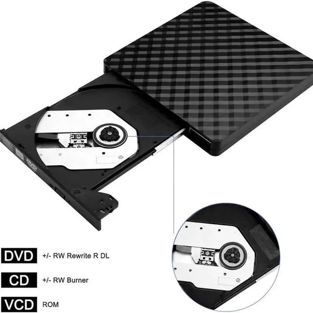 Alt view image 4 of 7 - External DVD Drive, CD DVD +/-RW Drive USB 3.0 Protable USB DVD/CD ROM Burner Optical Drive Player Reader Writer for Windows 11/10/8/7 Laptop Desktop Computer, Mac OS (Black)