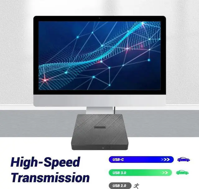 Alt view image 3 of 7 - External CD DVD Drive, Portable DVD Player for Laptop, USB 3.0&Type C External CD/DVD Burner, CD ROM Optical USB DVD Drive External is Suitable for PC, Desktop, Windows 7/8/10/11, Mac OS and Linux