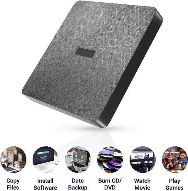 Alt view image 4 of 7 - External CD DVD Drive, Portable DVD Player for Laptop, USB 3.0&Type C External CD/DVD Burner, CD ROM Optical USB DVD Drive External is Suitable for PC, Desktop, Windows 7/8/10/11, Mac OS and Linux