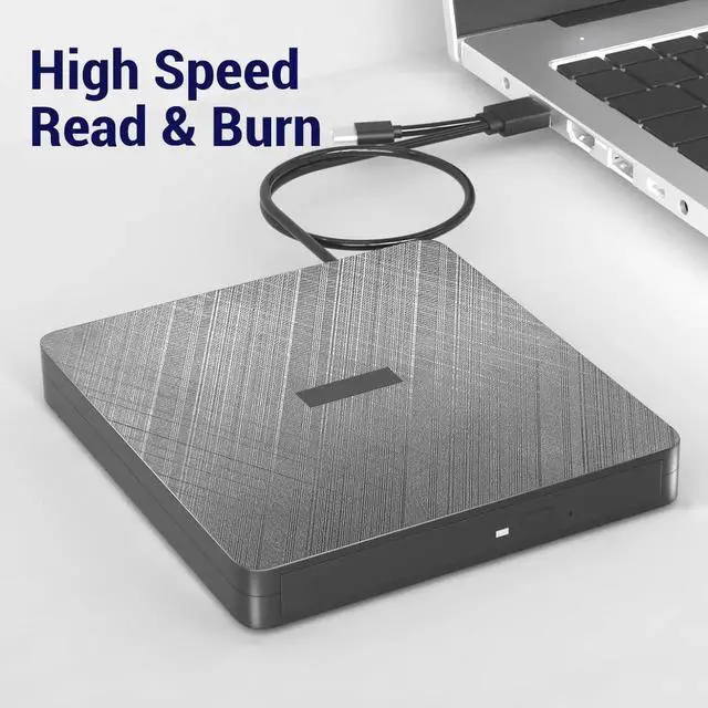 Alt view image 6 of 7 - External CD DVD Drive, Portable DVD Player for Laptop, USB 3.0&Type C External CD/DVD Burner, CD ROM Optical USB DVD Drive External is Suitable for PC, Desktop, Windows 7/8/10/11, Mac OS and Linux