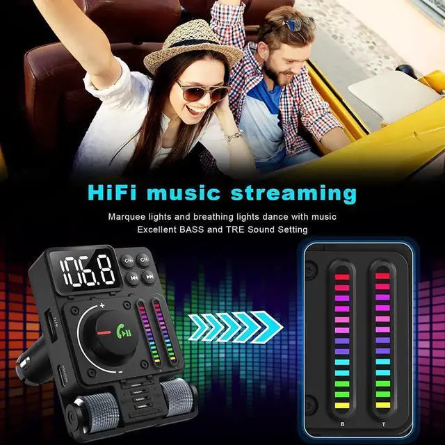 Alt view image 3 of 7 - Bluetooth Car Adapter - Car Bluetooth 5.3 FM Transmitter, PD 30W Type C Fast Charge & USB Port, HiFi Treble & Bass Player, Color Screen & Music Light Bar, Support Hands-Free Siri Goo-gle Assistant