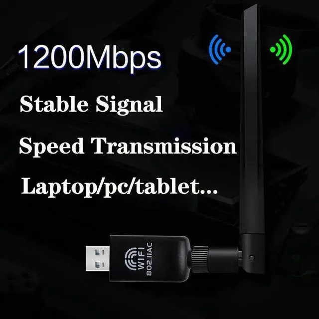 Alt view image 4 of 6 - USB WiFi Adapter 1200Mbps, USB Wireless Network Adapter WiFi Card/Dongle/Antenna, 5GHz Wireless Adapter for Desktop/PC/Laptop,Support Win10/8/7/XP/Vista Mac OS