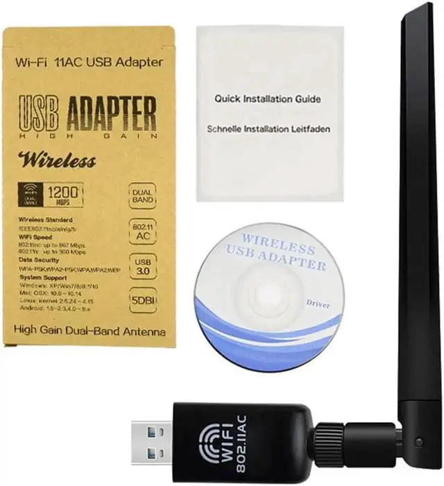 Alt view image 6 of 6 - USB WiFi Adapter 1200Mbps, USB Wireless Network Adapter WiFi Card/Dongle/Antenna, 5GHz Wireless Adapter for Desktop/PC/Laptop,Support Win10/8/7/XP/Vista Mac OS