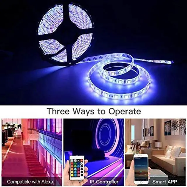 Alt view image 4 of 7 - LED Strip Lights 32.8ft / 10M,WiFi IP65 Waterproof Dimmable Led Light Strip with Remote,Music Sync Color Changing RGB LED Strip Lights for Bedroom, Work with Amazon Alexa Google Assistant