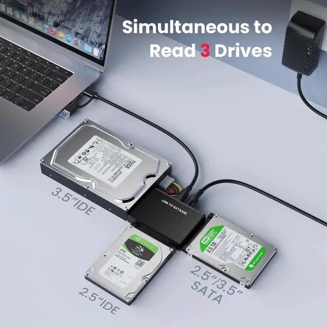 Alt view image 2 of 5 - USB A & USB C to SATA IDE Adapter External Hard Drive Connector Converter for Universal 2.5 3.5" HDD SSD Hard Drive Disk Optical Drive (US Plug)