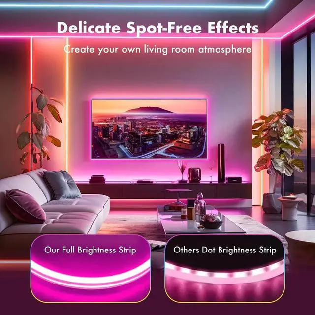 Alt view image 2 of 7 - Neon Rope Lights, 16.4FT / 5M RGB LED Strip Lights App Control, IR Remote, Music Syncing, Indoor LED Noen Light, Flexible DIY Design for Bedroom, Living,Gaming, Party Decoration