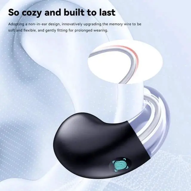 Alt view image 7 of 7 - Wireless Ear Clip Earbuds, Open Ear Clip Headphones, Bluetooth 5.3 Sports Earphones HiFi Stereo Built-in Mic with Ear Hooks, with Charging Case LED Display, IP7 Waterproof Fitness Ear Buds for Running