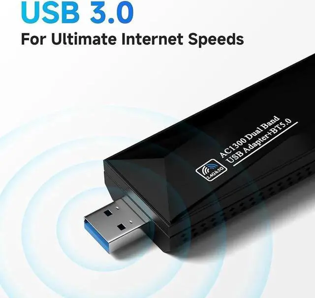 Alt view image 3 of 7 - AC1300 Wireless Adapter, 1300Mbps USB 3.0 WiFi Adapter EDR BT 5.0 Dongle 2.4G/5G Dual Band Wireless Network Adapter for PC Desktop, MU-MIMO, Supports Windows 11, 10, 8.1, 8/Mac OS X 10.9-10.15