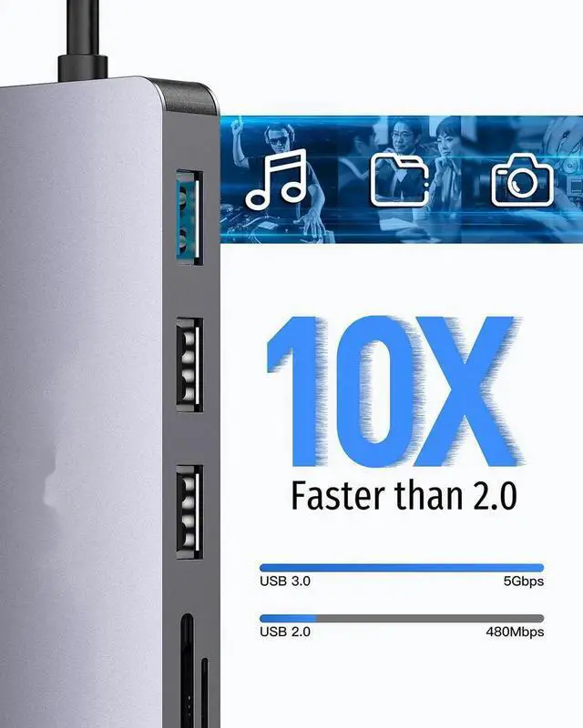 Alt view image 3 of 7 - USB C Hub, 7-in-1 MultiPort Type C Adapter USB C Hub for MacBook Air, USB C Docking Station with 4K HDMI, 1 USB 3.0, 2 USB 2.0, 100W PD, SD/TF for D-ell XPS, HP, iPad, Surface and Other Type C Laptops