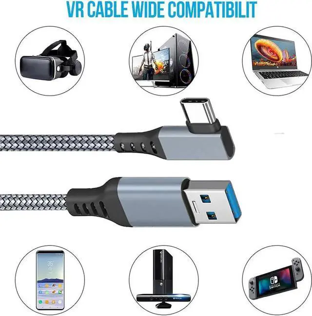 Alt view image 5 of 7 - Oculus Quest 2 Link Cable, 16FT / 5M Link Virtual Reality Headset Cable for Oculus Quest 2, USB A to C 3.0 Fast Charging and Data Transmission for Cellphone & PC VR Headset (Gray)