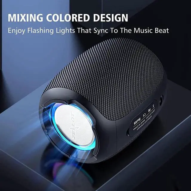 Alt view image 4 of 6 - Bluetooth Speaker, Outdoor Portable Bluetooth Speaker with Lights Rich Stereo Bass, IP67 Waterproof Outdoor Speaker, Wireless Speaker, 24H Playtime,Dual Pairing, Beach,Travel, Hiking