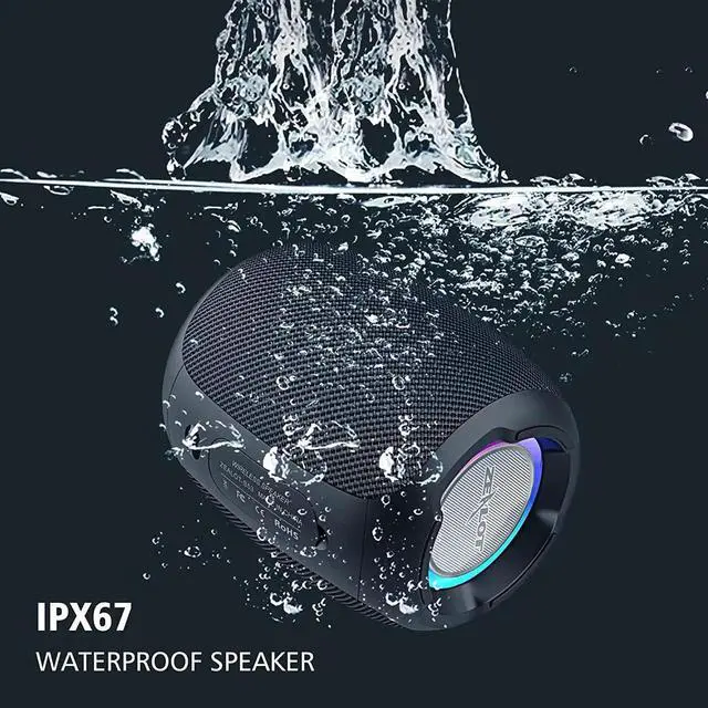 Alt view image 2 of 6 - Bluetooth Speaker, Outdoor Portable Bluetooth Speaker with Lights Rich Stereo Bass, IP67 Waterproof Outdoor Speaker, Wireless Speaker, 24H Playtime,Dual Pairing, Beach,Travel, Hiking